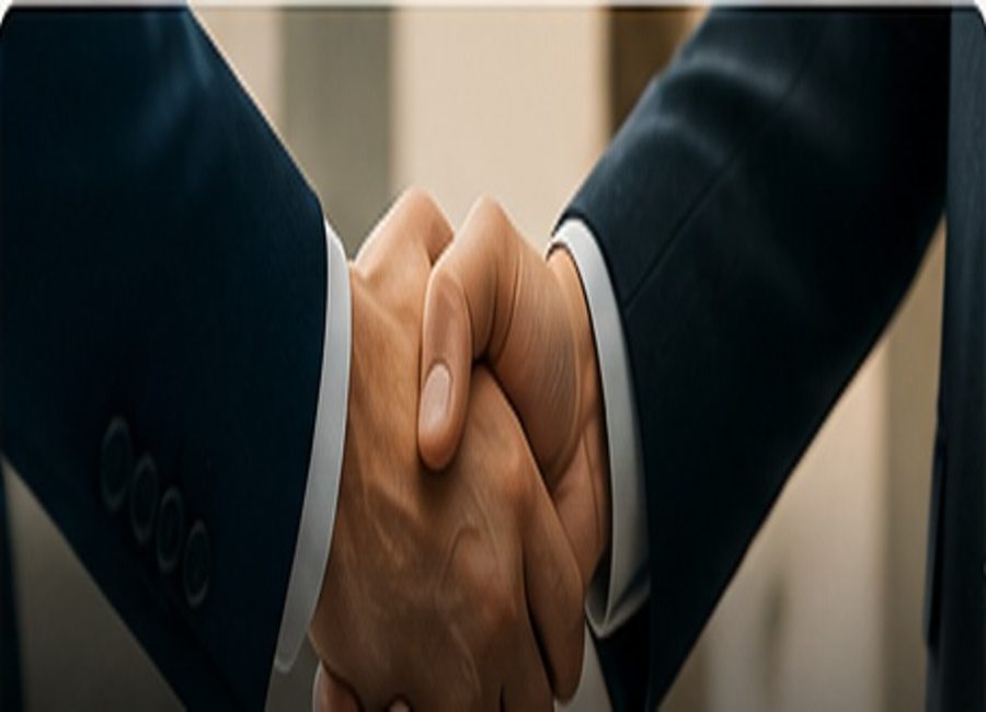 Business representatives shaking hands